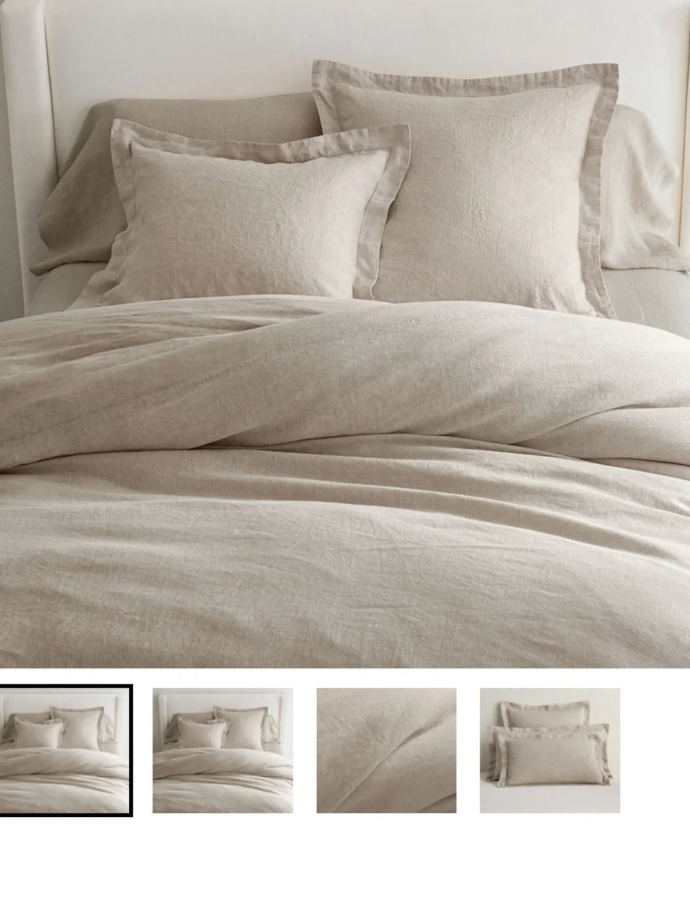 Pottery Barn Belgian Flax Linen Duvet Cover Warm Gray King/Cal. King & 2 shams